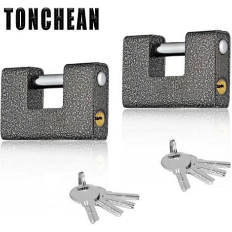 Cadenas à clé de 80 mm, cadenas d'extérieur robuste, livré avec clé, grand cadenas monobloc en acier trempé massif (2 cadenas)