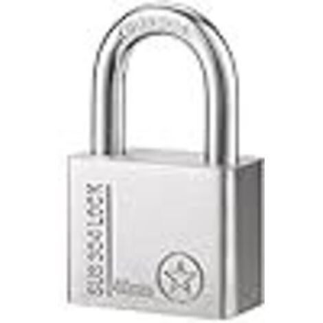 Cadenas à clé en acier inoxydable avec anse courte de 40 mm étanche pour extérieur, abri de jardin, casier de gym, boîte à outils – 2 clés