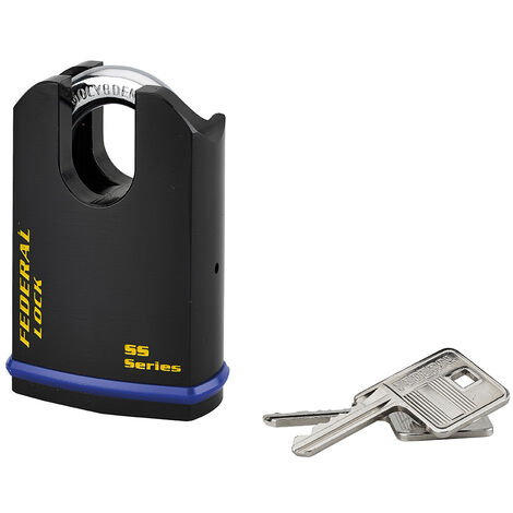 Cadenas à clé Fédéral Lock 720P UNIKEY (achetez-en plusieurs, ouvrez avec la même clé), 63.5mm, anse protégée, 2 clés - THIRARD