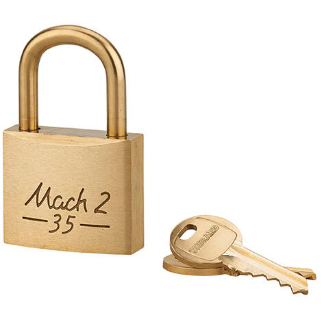 Cadenas à clé Mach 2 UNIKEY (achetez-en plusieurs, ouvrez avec la même clé), 35mm, anse laiton, 2 clés - THIRARD