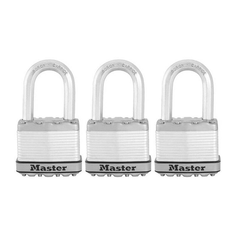 Cadenas Haute Sécurité Master Lock M115EURTRILF - a Clé - Acier Laminé Recouvert - Extérieur - Anti-rouille - Anse m -