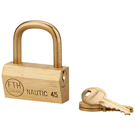 Cadenas à clé Nautic UNIKEY (achetez-en plusieurs, ouvrez avec la même clé), 45mm, anse laiton, 3 clés - THIRARD