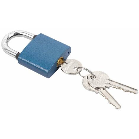 Cadenas à clé ovale 38mm bleu et 3 clés Sécurité Ouverture Fermeture Intérieur Extérieur Protection Antivol