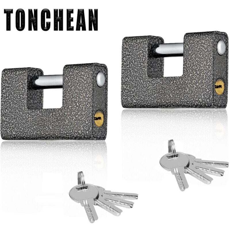 Tonchean - 70mm Cadenas à clé,Cadenas Exterieur Ultra Robuste avec 8 Clés(Lot de 2)Gros Cadenas Monobloc en Acier Solide Trempé Manille de 12mm