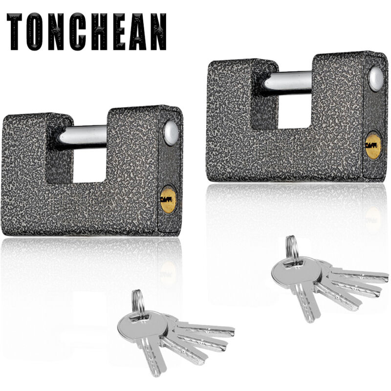 Tonchean - Cadenas à clé,Cadenas Exterieur Ultra Robuste avec 8 Clés (Lot de 2) Gros Cadenas Monobloc en Acier Solide Trempé Manille de 12mm