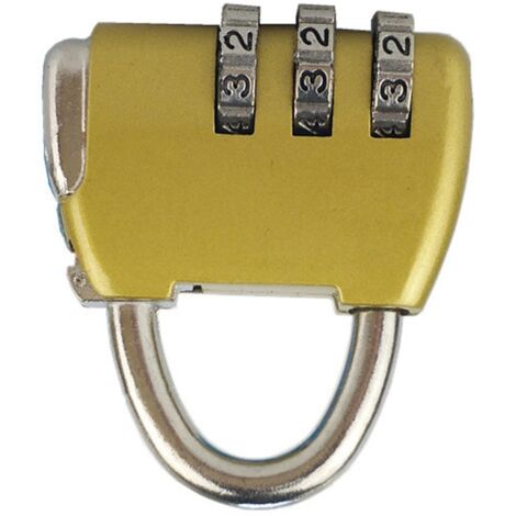 Cadenas à code 3 chiffres résistant en alliage de zinc pour valises et sacs de voyage - Finition dorée