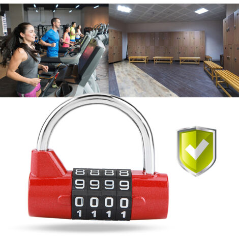 Cadenas à code 4 chiffres rouge pour bagages, casiers de sport et sécurité, antivol à combinaison