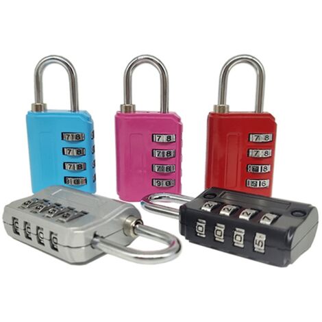 Cadenas à Code 4 Chiffres Sécurisé Antivol Étanche pour Bagages Valise Sac à Dos Voyage Couleurs Vives