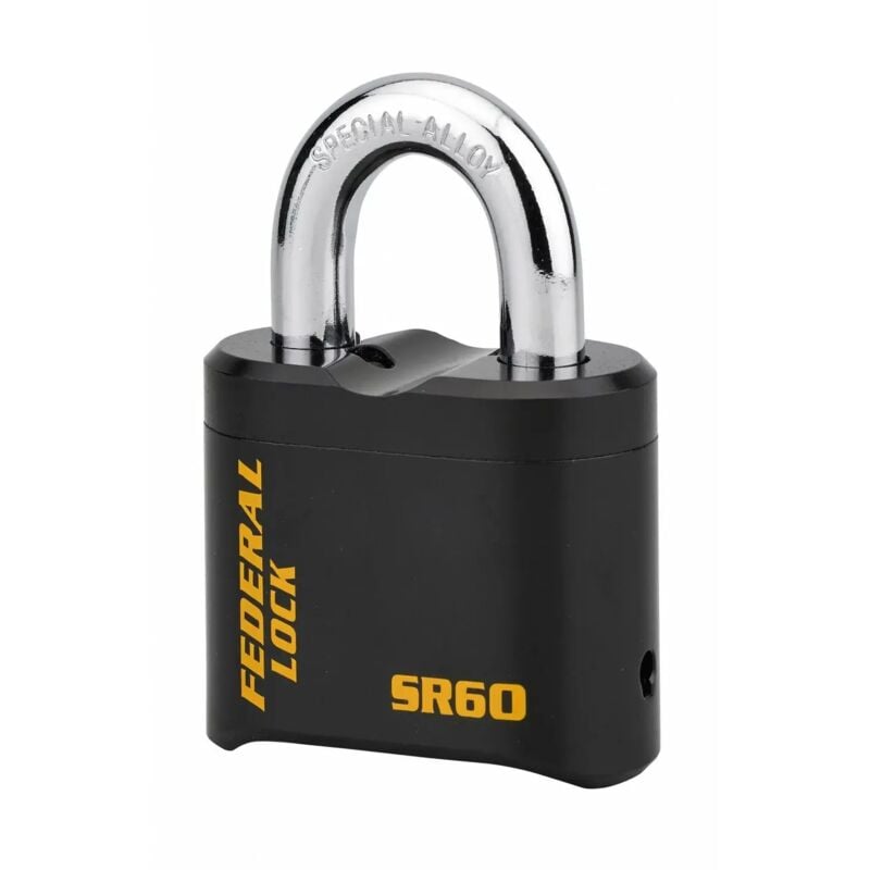 Cadenas à combinaison Fédéral Lock srh, acier, 4 chiffres, chantier, anse acier, 62mm, noir