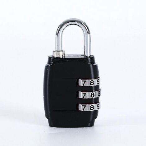 Cadenas à code numérique à trois chiffres, forme de dessin animé, étanche, pour garage ou placard - Noir