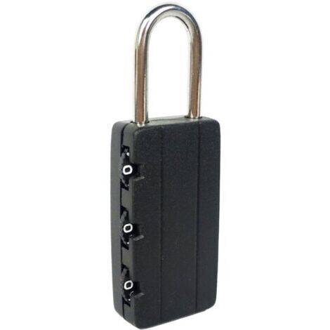 Cadenas à combinaison 3 chiffres mini noir pour valise, sac étudiant, journal ou classeur
