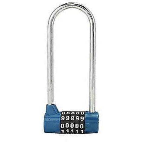 Cadenas à combinaison 5 chiffres en alliage, cadenas de sécurité en forme de U, cadenas extra long pour porte de placard ou casier, cadenas à combinaison réinitialisable, idéal pour les casiers de sal