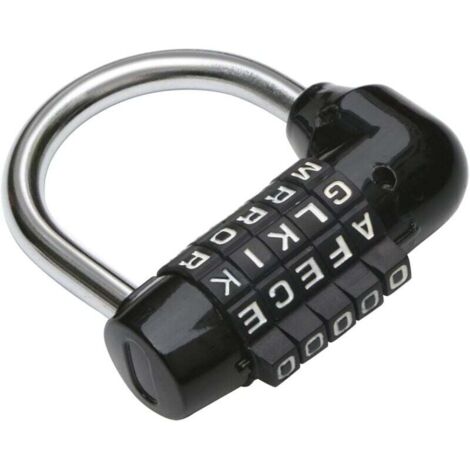 Cadenas à combinaison 5 lettres Noir pour valises, maquillage à tirer – Aucune clé requise – Parfait pour les salles d'évasion – Serrure à combinaison lettre