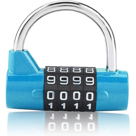 Cadenas à combinaison à 4 chiffres, adapté aux casiers de gymnase, aux écoles, aux casiers d'employés et aux valises (bleu).