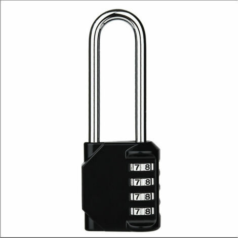 Cadenas à combinaison à 4 chiffres Cadenas à longue manille Serrure étanche extérie Valise Bagages Serrure codée de haute sécurité