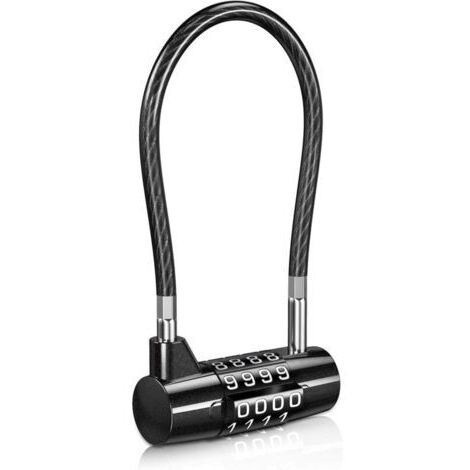 Cadenas à Combinaison à 4 Chiffres, Cadenas de Sécurité de Long, Cadenas à Numéro de Câble en Acier Réinitialisable pour Bagages, Valise, Armoire, Vélo, Clôture, Serrure à Code Extérieure