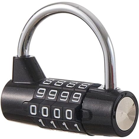 Cadenas à combinaison à 4 chiffres pour casier scolaire, salle de sport, boîte à outils, étui, rangement à moraillon (noir)