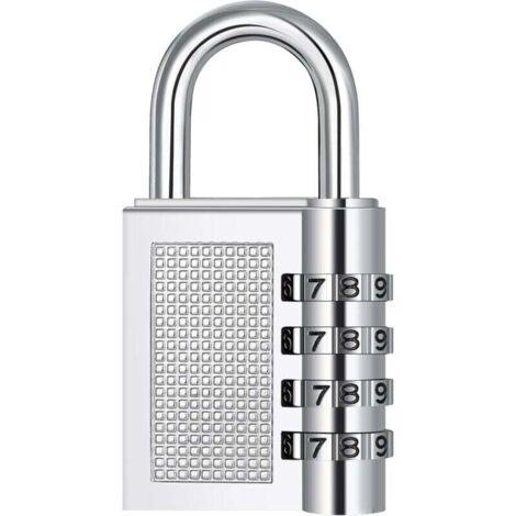 Cadenas à combinaison à 4 chiffres pour casiers - Empé de l'école de gym, cadenas extérieur résistant aux intempéries pour clôture, portail, abri de jardin, garage, argent