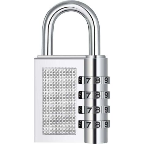 Cadenas à combinaison à 4 chiffres pour casiers scolaires, clôtures et boîtes à outils (argent)