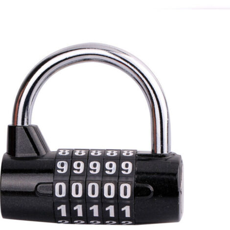 Cadenas à combinaison avec 5 chiffres Serrure Combinée pour casier scolaire, sacoches, valise etc- Noir