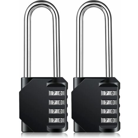 Cadenas à combinaison de 6.7cm de long, étanche à 4 chiffres, métal résistant aux intempéries, acier galvanisé - 2 pièces