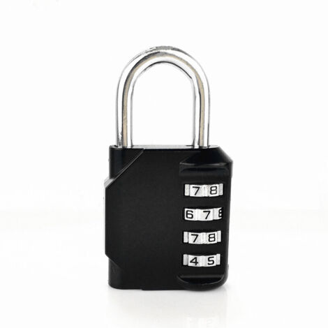 Cadenas à combinaison noir pour casier, cadenas à code 4 chiffres, idéal pour la salle de sport.