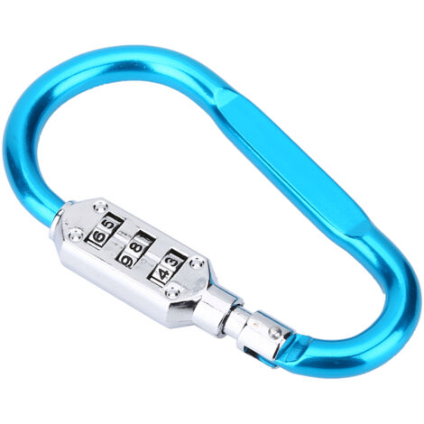 Cadenas à combinaison pour bagages et sacs de voyage avec mousqueton, couleur bleu
