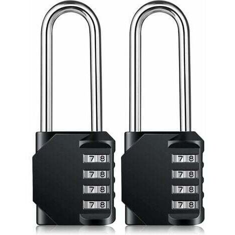 Cadenas à combinaison robuste – Cadenas résistant aux intempéries, verrou réinitialisable, anse de 6,3 cm de long en alliage de zinc à 4 chiffres, 2Pcs