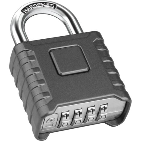 Cadenas à combinaison robuste, grand cadenas extérieur, serrure à combinaison à 4 chiffres (gris)