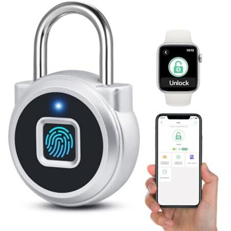 Cadenas À Empreinte Digitale - Verrouillage Biometrique Sans Clef - Étanche IP54 - Batterie Rechargeable 6 Mois - Pour Casier Gymnase École Armoire Boîte À Outils - 1 Pièce