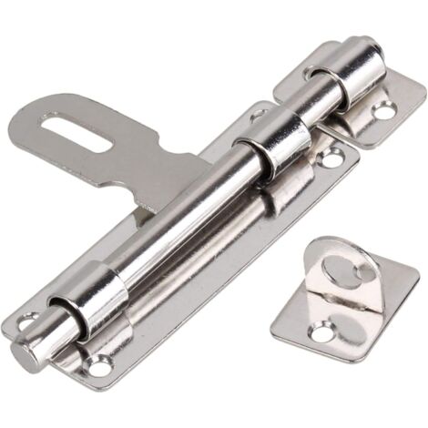 Cadenas à loquet inox – 4,45 cm, verrou pour portail coulissant, salle de bain ou WC, argenté