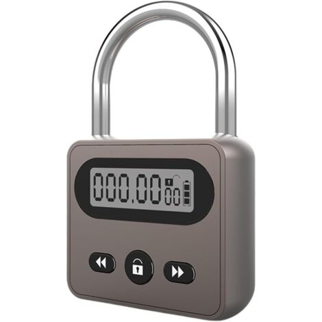 Cadenas à minuterie en métal, cadenas à minuterie électronique avec écran LCD, cadenas à minuterie de 999 heures, cadenas à minuterie numérique rechargeable par USB (gris).