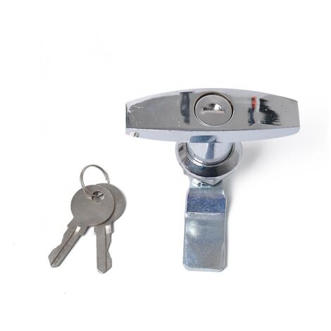 Cadenas à poignée en T chromé brillant antirouille pour remorque, boîte à outils, tiroir, armoire, caravane, camping-car, camion, autocaravane