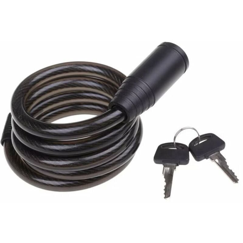 Cadenas à spirale pour vélo avec 2 clés / antivol à spirale, 120 cm de longueur, idéal pour accrocher en sûreté les accessoires tels que casque,