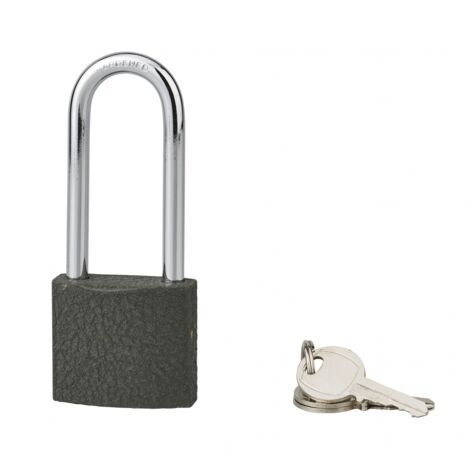 Cadenas ACERA gris à clé, base 40 mm, anse 1/2 haute 61 mm, anse acier cémenté, 3 clés - SP
