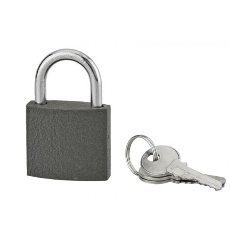 Cadenas ACERA gris à clé, base 40 mm, anse acier cémenté, 3 clés - SP