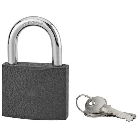 Cadenas ACERA gris à clé, base 60 mm, anse acier cémenté, 3 clés - SP