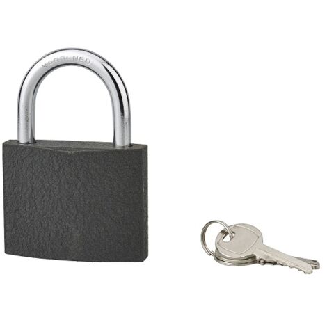 Cadenas ACERA gris à clé, base 75 mm, anse acier cémenté, 3 clés - SP