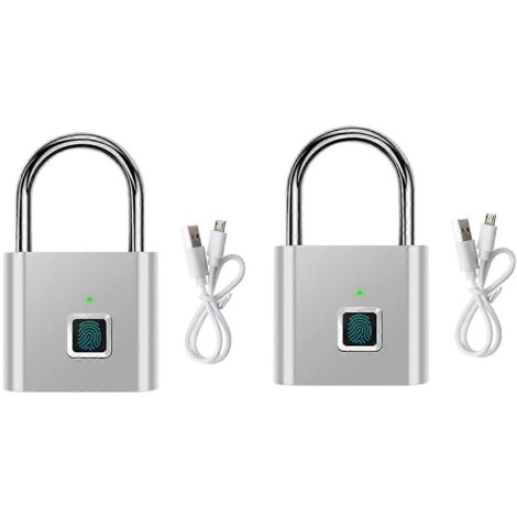 Cadenas antivol à chargement USB et empreinte digitale pour casier, sac à dos, etc.