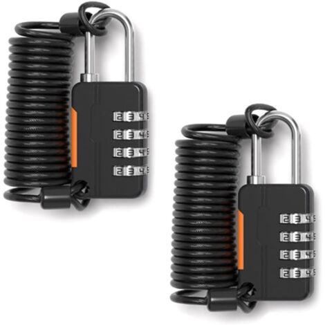 Cadenas antivol à mot de passe avec câble métallique pour bagages et armoires de gym offrant un verrouillage sécurisé pour les objets personnels dans différents paramètres (noir)