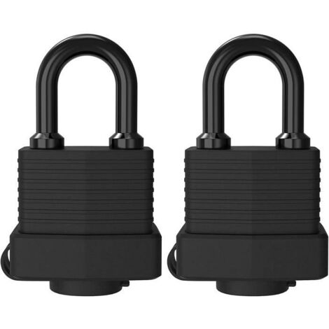 Cadenas - Antivol - Laiton étanche - 2 pièces - 4 clés - Noir