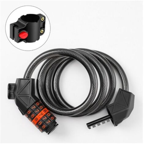 Cadenas antivol pour vélo, longueur de câble 110 cm x 11 mm, avec code intelligent à 5 chiffres, cadenas pour vélo tricycle scooter