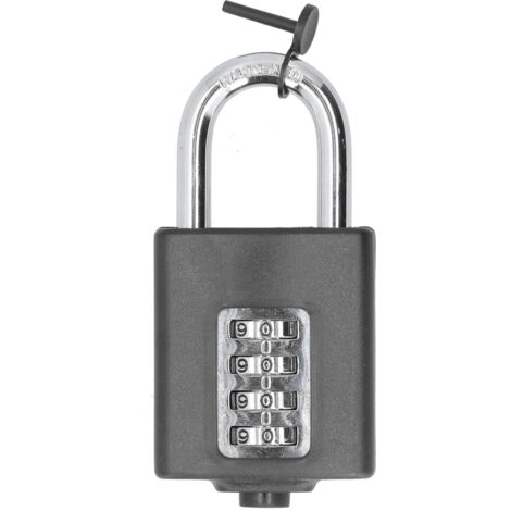 Cadenas antivol robuste et étanche à combinaison à 4 chiffres pour armoires de sport, de gym ou de salle de jeux (noir)