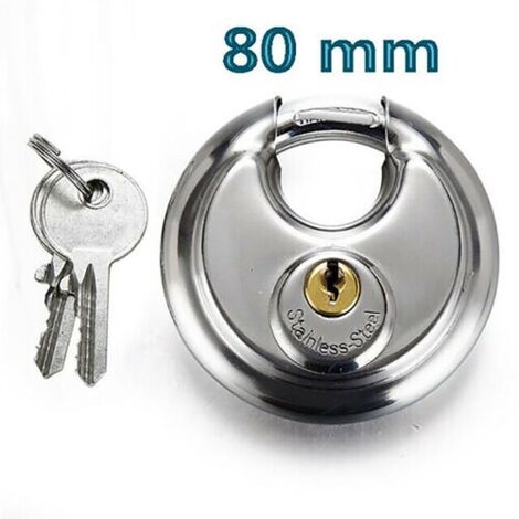 CADENAS ANTIVOL ROND 80MM PÊNE DORMANT BLINDÉ 2 CLÉS VÉLO