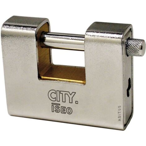 Cadenas blindA  sA rie Iseo City en acier chromA  90 mm pour volet de garage