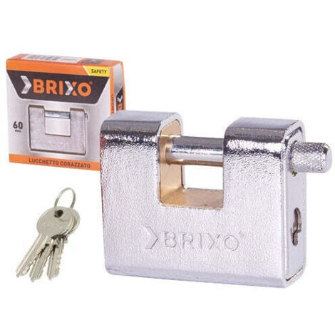 Cadenas blindée en laiton/acier 70 mm anti-casse, 3 clés - Brixo Top