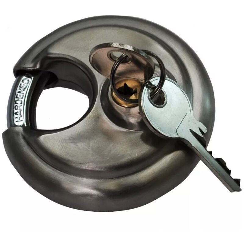 Ultra Secure - Cadenas circulaire acier inoxydable haute résistance et 2 clés (s'entrouvrant)