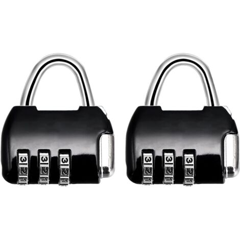 Cadenas Code 3 Chiffres, Cadenas à Combinaison, Cadenas de Sécurité Résistant Aux Intempéries pour Casier, Valise, Garage, Portail, École, Alliage de Zinc (Noir, 2 Pièce)