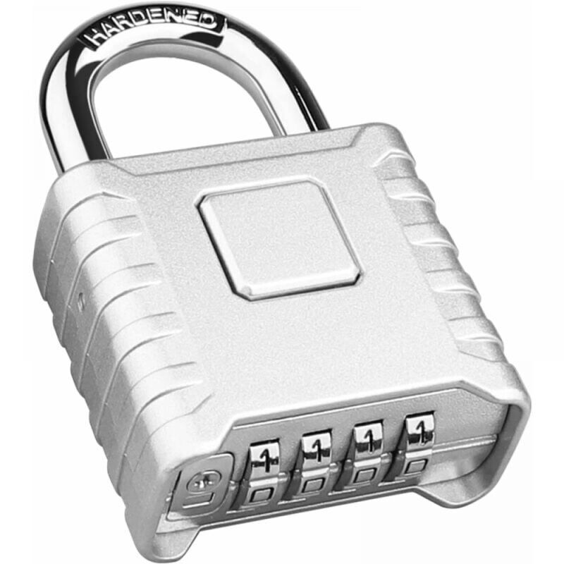 Cadenas Code 4 Chiffres, 52mm Cadenas Extérieur Etanche, Robuste et Antivol, 8mm Loquet Cadenas à Combinaison, Exterieur Serrure Porte de Garage,