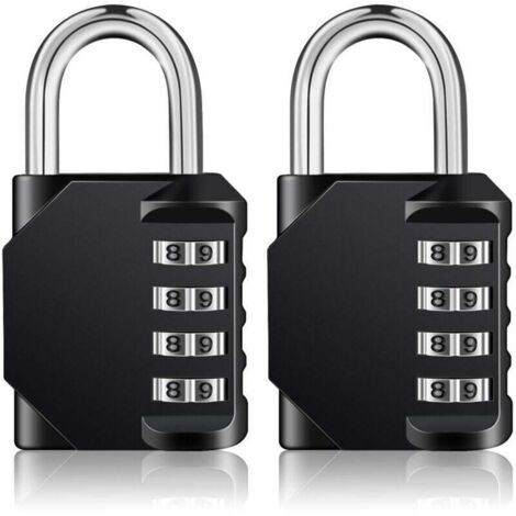 Cadenas Code 4 Chiffres, Cadenas Casier Pour Vestiaire Sport, Scolaire, College, Cadenas a Code Pour Casier, Abri de Jardin (2 Pièces, Noir)